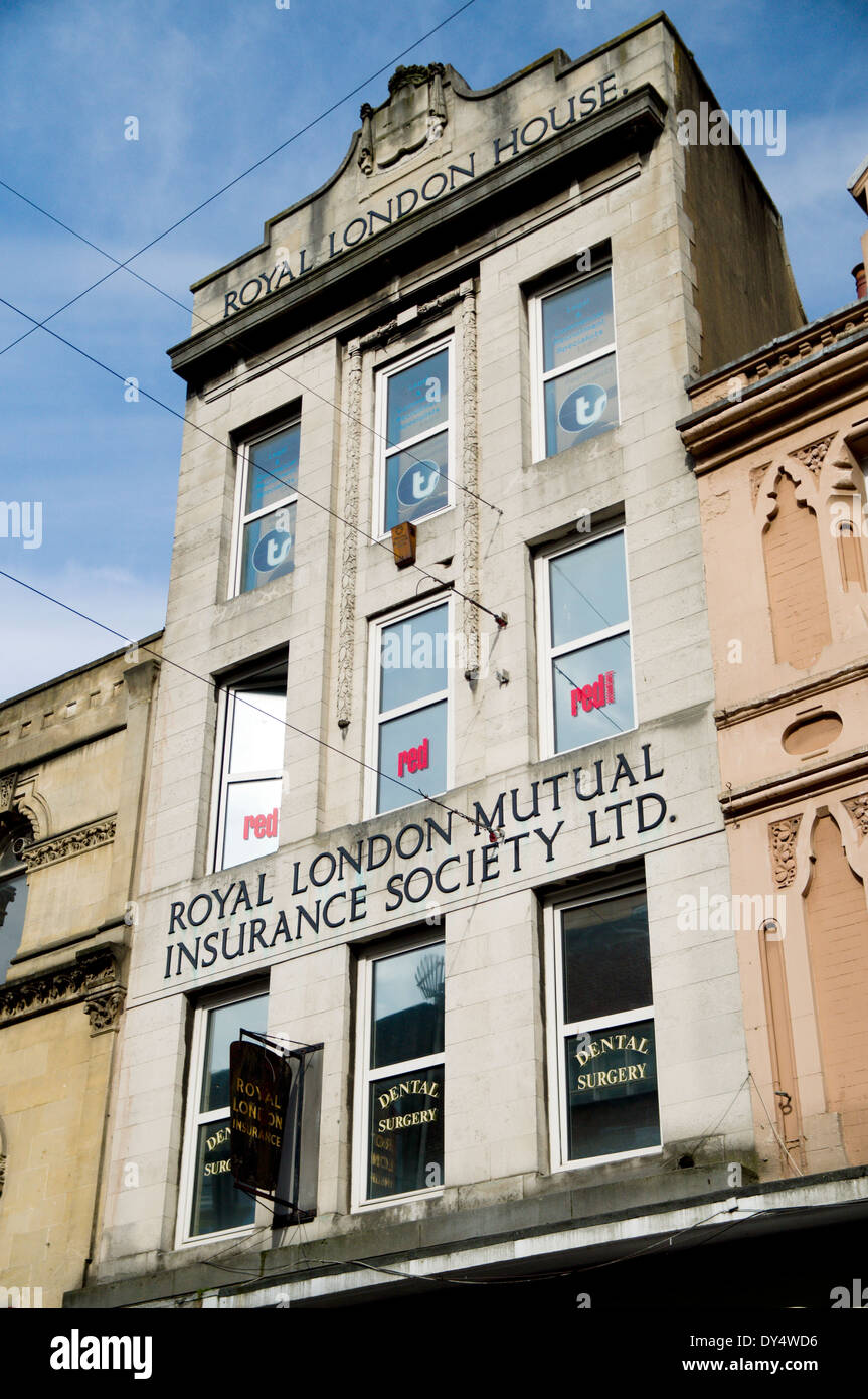 Ex Royal London Mutual Insurance Building, St Mary Street, Cardiff, Gales, Reino Unido. Foto de stock