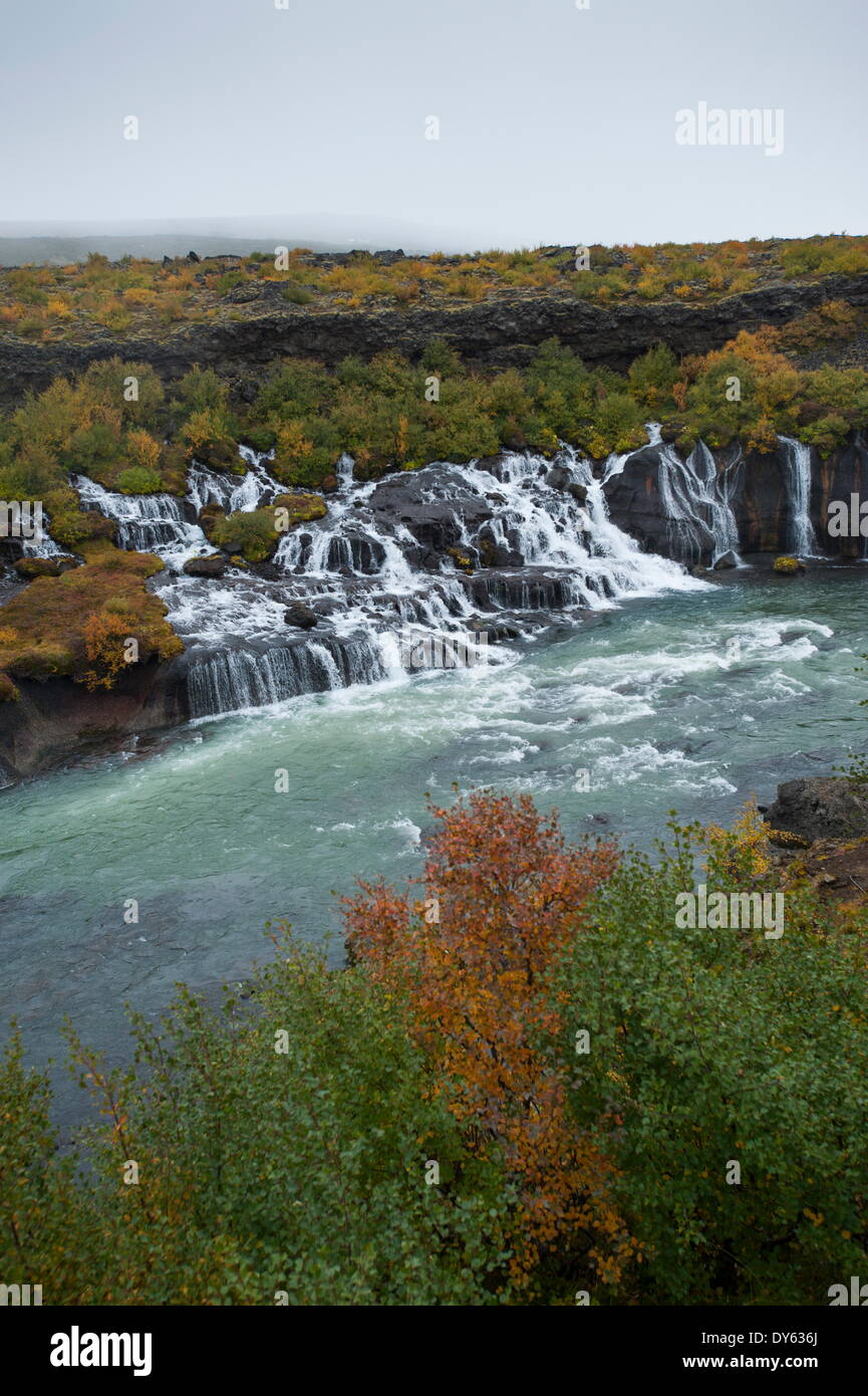 Barnafoss, resortes y Children's Falls, Islandia, las regiones polares Foto de stock