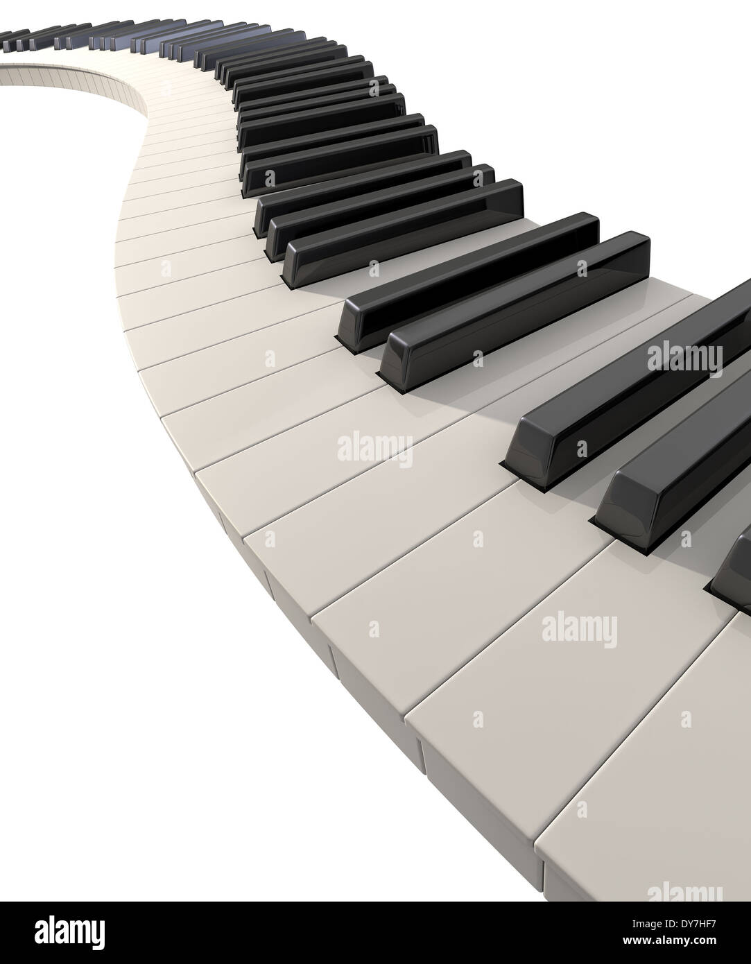 Un juego completo de teclas de piano regulares creando una ola sobre un fondo blanco aislado Fotografía de stock - Alamy