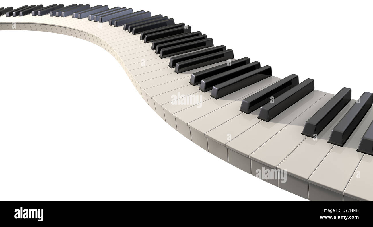 Un juego completo de teclas de piano regulares establecidos creando una ola  sobre un fondo blanco aislado Fotografía de stock - Alamy