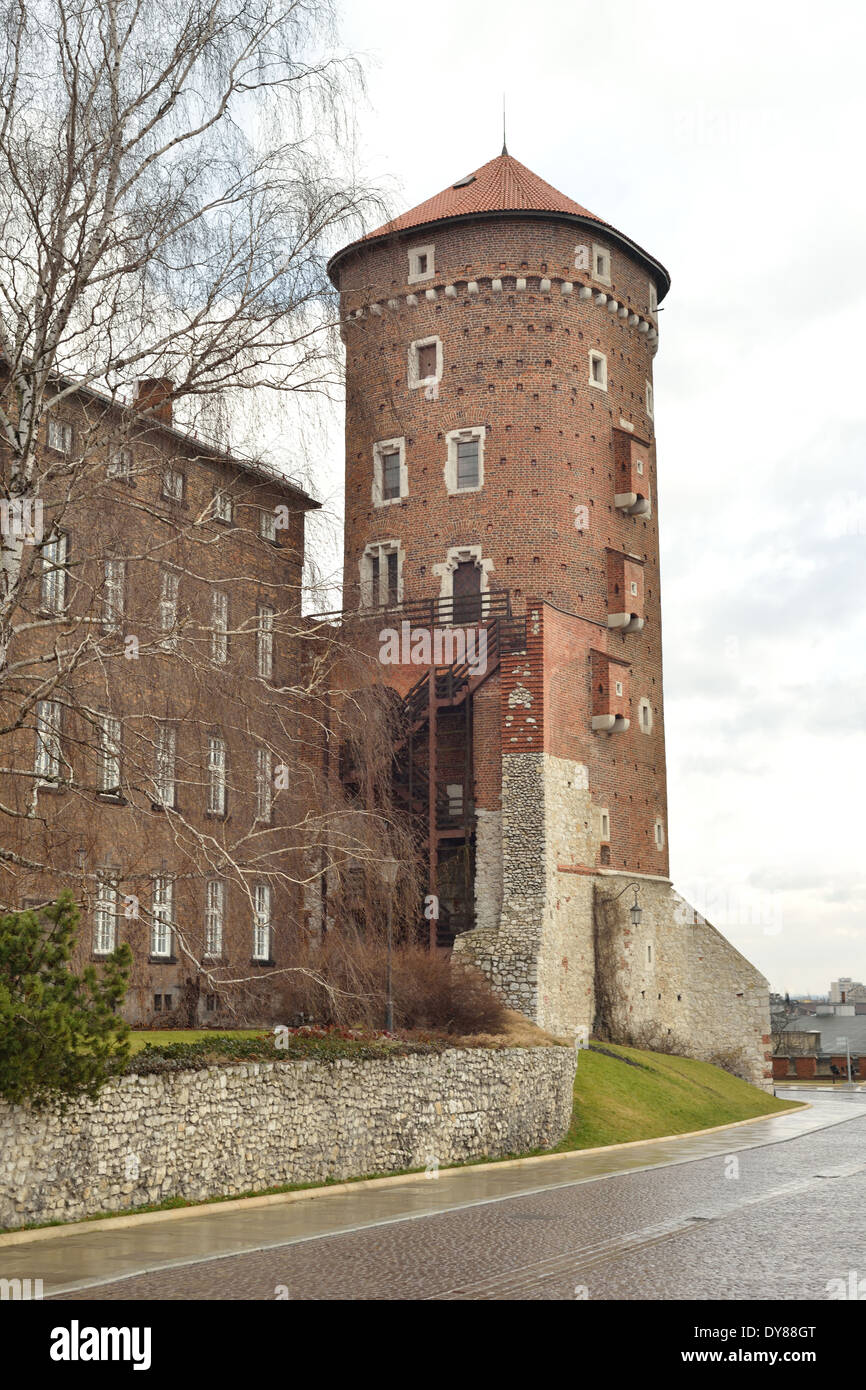 El Castillo Real en la colina de Wawel vista de la torre sur. Zamek Królewski na Wawelu Foto de stock