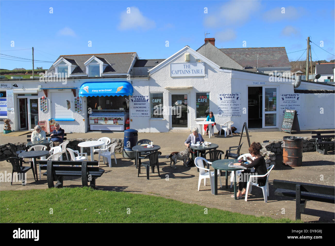 Captain's Table fish and chips cafe, Port Eynon, la Península de Gower, Gales, Gran Bretaña, Reino Unido, UK, Europa Foto de stock