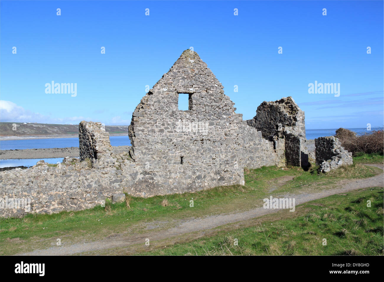 Ruinas del Salthouse, Port Eynon Point, la Península de Gower, Gales, Gran Bretaña, Reino Unido, UK, Europa Foto de stock