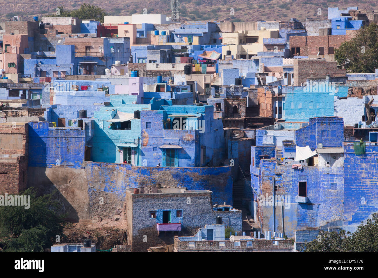 Jodhpur, la ciudad azul de Rajasthan, Rajasthan, Asia, India, pueblo, ciudad, azul Foto de stock