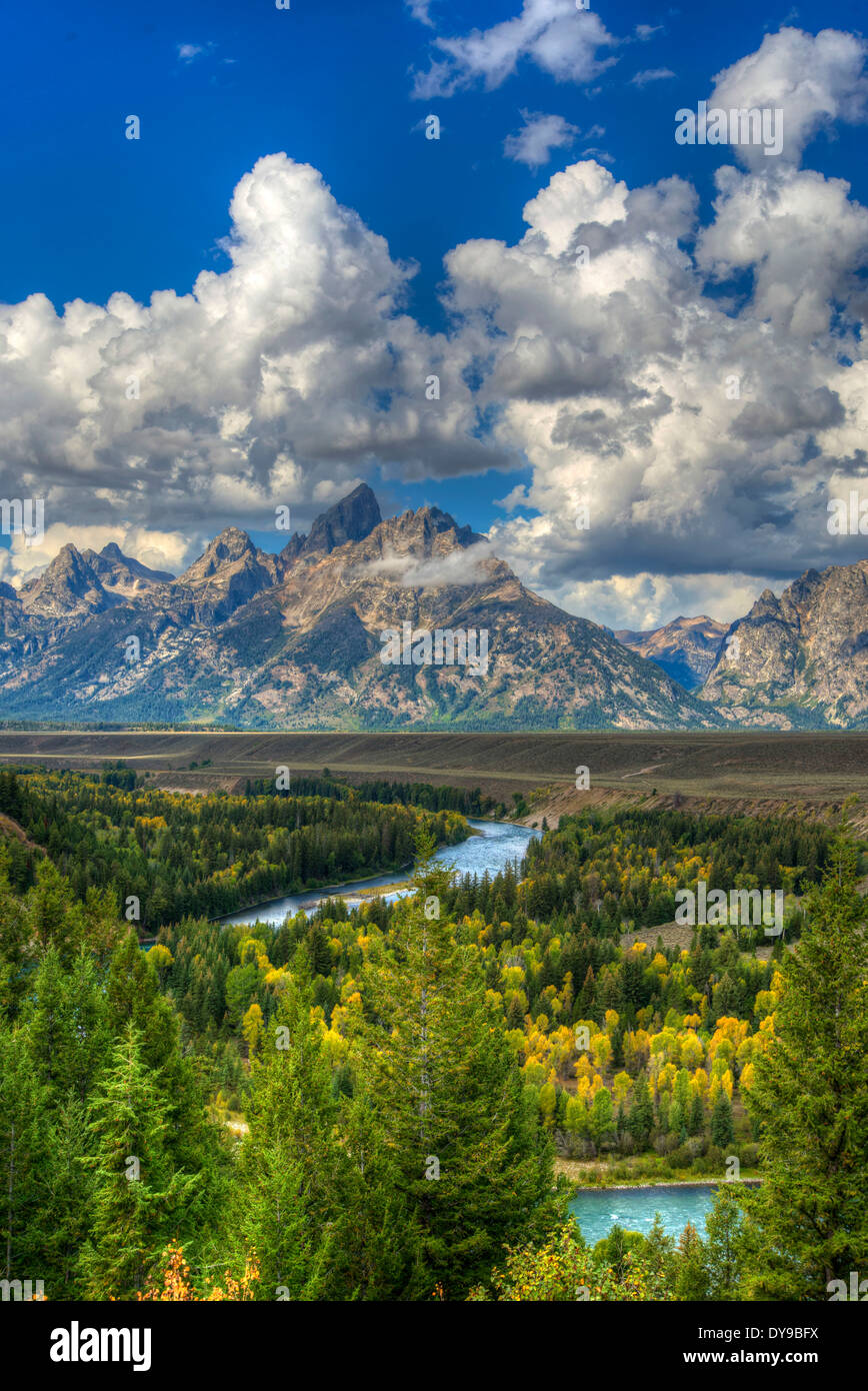 Parque nacional Grand Teton, Wyoming, Estados Unidos, Estados Unidos, América, paisaje, río Foto de stock