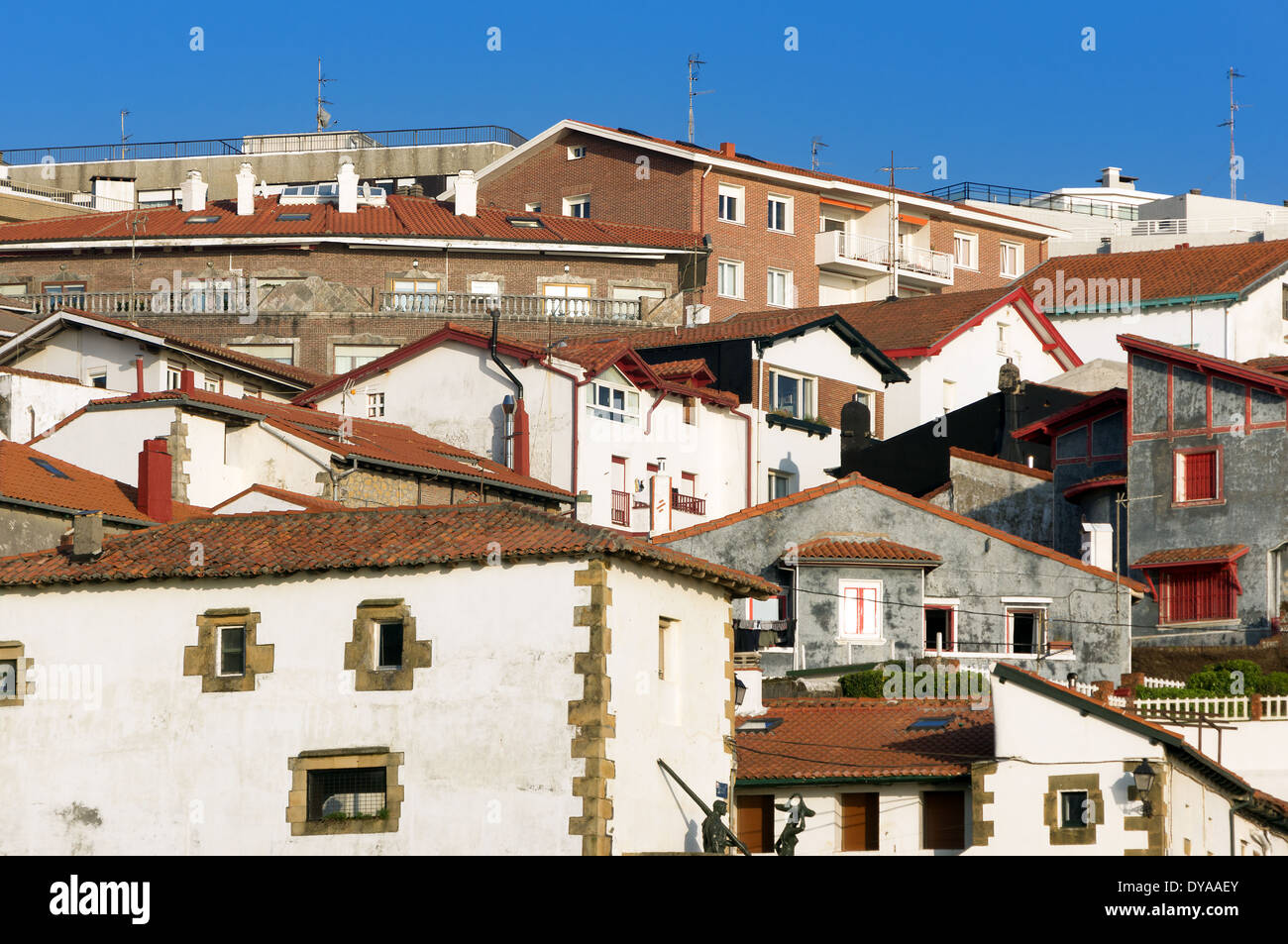 Puerto Viejo casas, en Algorta, Getxo, País Vasco, España Foto de stock