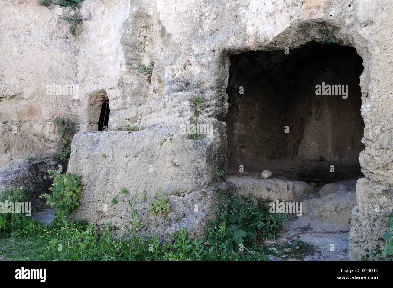 Las tumbas de roca Greko-Roman Kyrenia, Norte de Chipre Septentrional Foto de stock