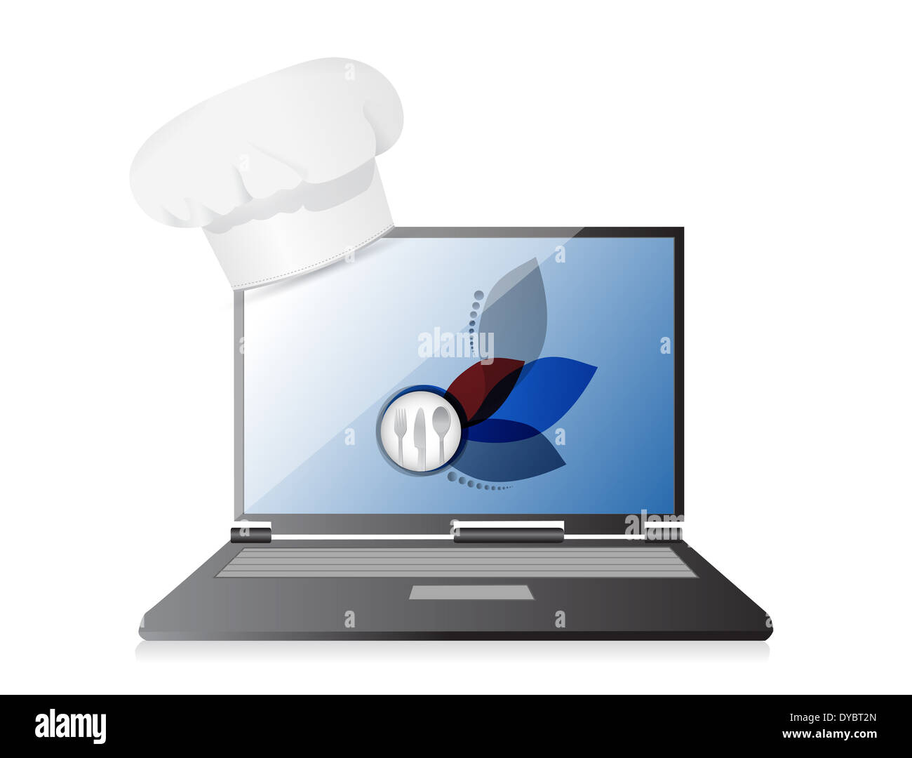 Recetas de cocina en tu ordenador. Diseño Ilustración sobre blanco ... Recetas de cocina en tu ordenador. Diseño Ilustración sobre blanco ...