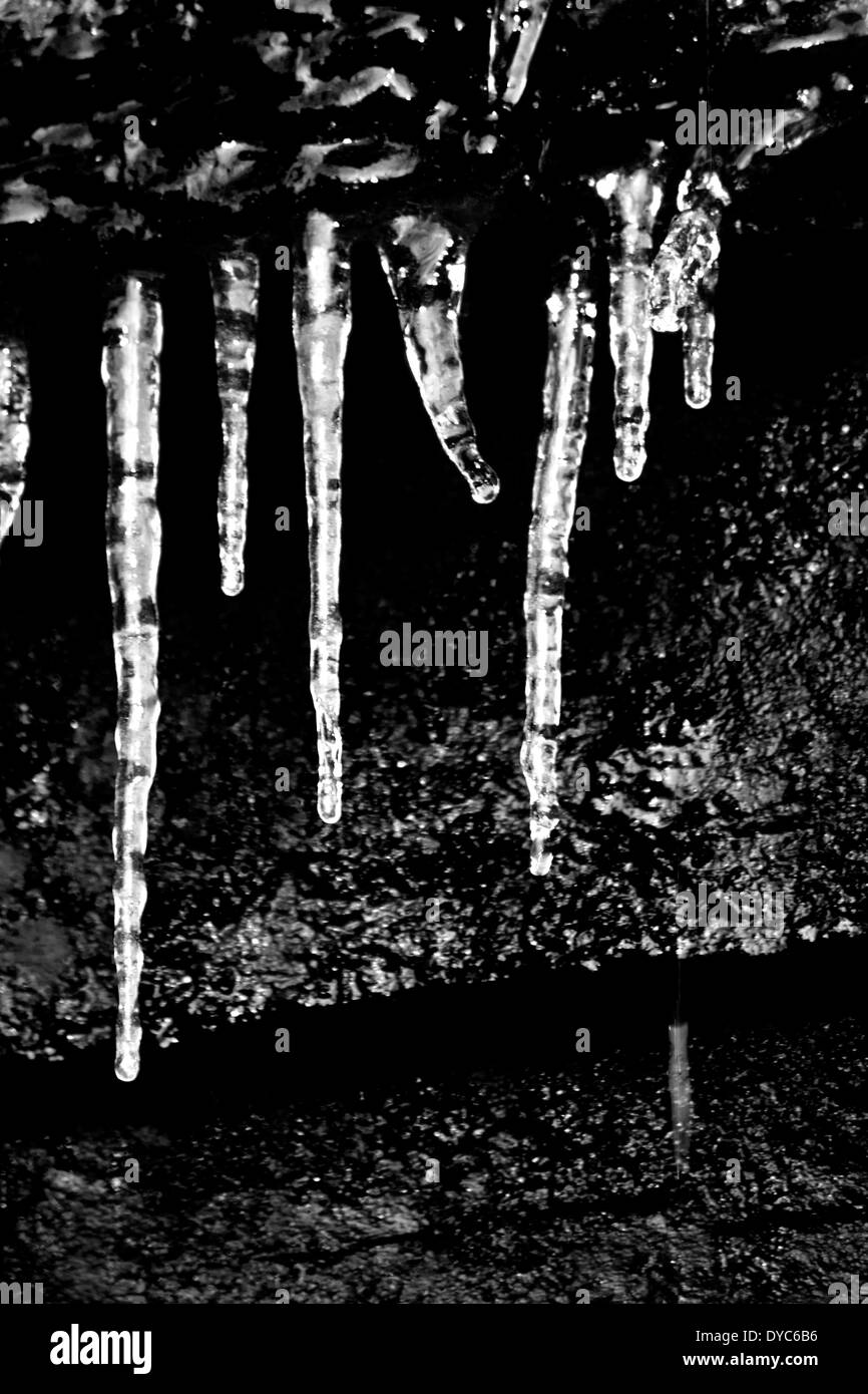 Blanco y negro carámbanos Foto de stock