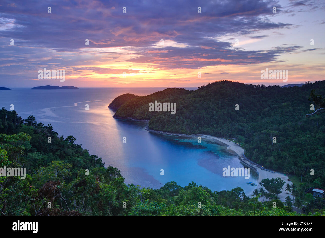 Filipinas, Palawan, Port Barton, Turtle Bay Foto de stock