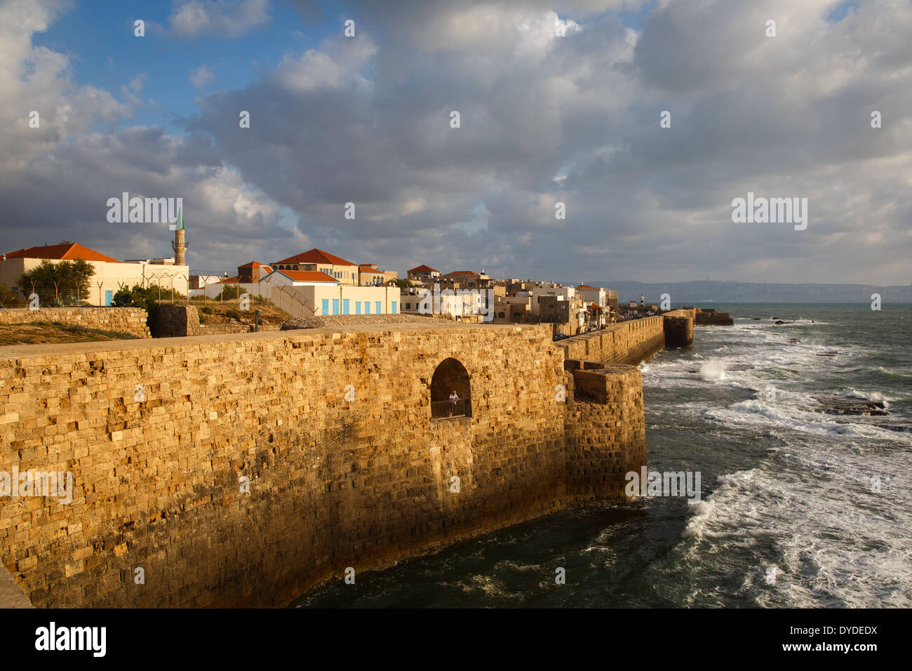 Vistas de las murallas de la ciudad antigua, Akko (Acre), Israel. Foto de stock