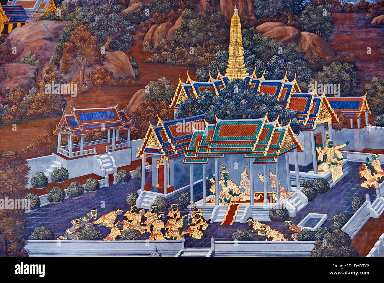 Tailandia, Bangkok, Wat Phra Kaew dentro del Palacio Real Foto de stock