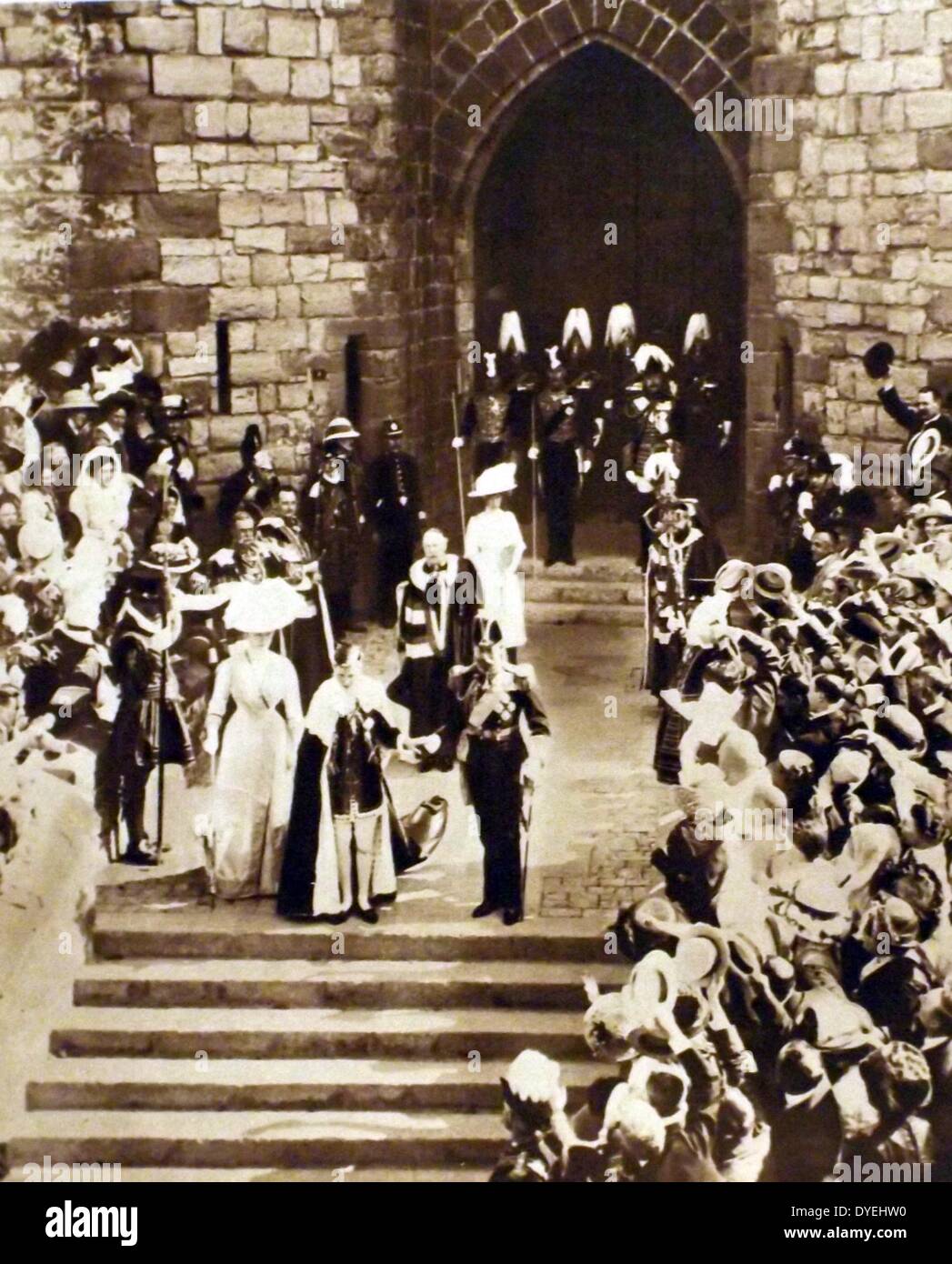 Para la investidura (más tarde Rey Eduardo VIII), Príncipe de Gales, fue en 1911, en el castillo de Caernarfon, en Gales Foto de stock