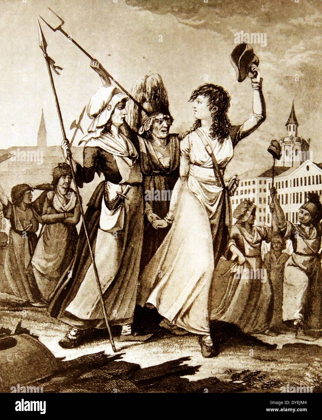 Poisardes parisiennes 1789. La marcha de mujeres del Versalles, también  conocido como el de octubre de marzo, los días de octubre, o simplemente la  Marcha sobre Versalles, fue uno de los primeros