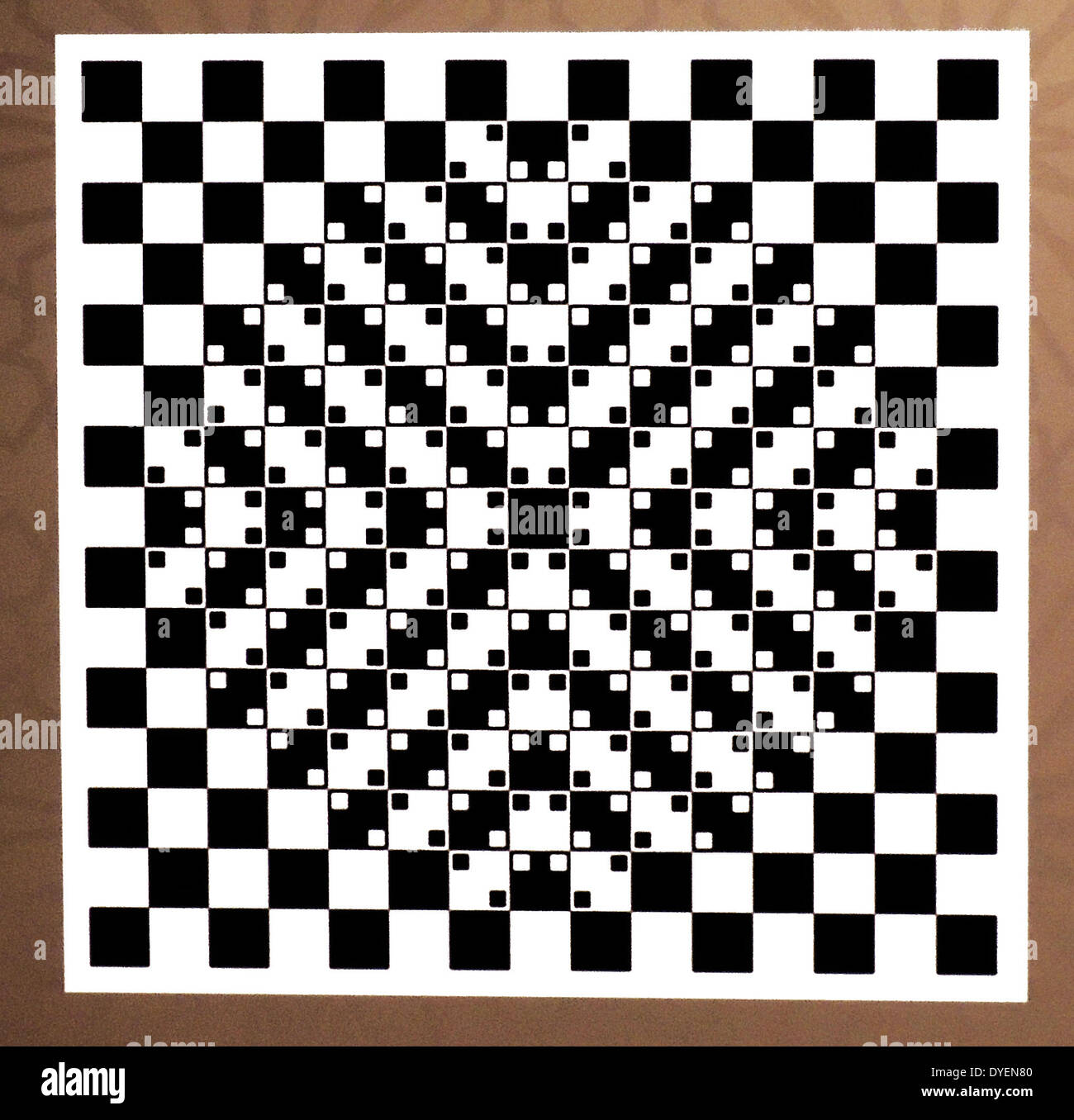 Cuadrados en blanco y negro ilusión óptica. Foto de stock