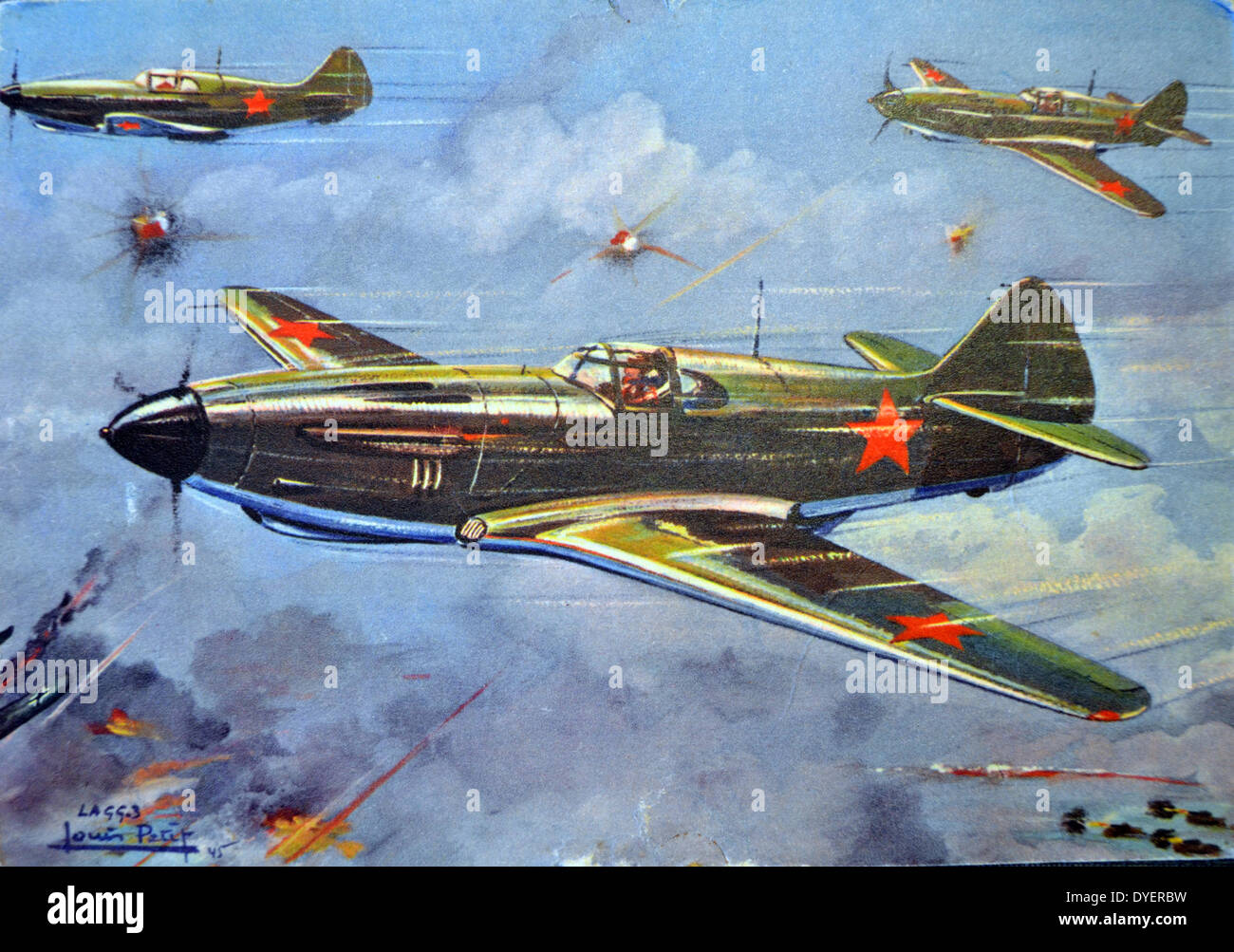 La Lavochkin-Gorbunov-Gudkov LaGG-3, aviones de combate soviéticos de la Segunda  Guerra Mundial. Es un perfeccionamiento del anterior LaGG-1, y fue uno de  los aviones más modernos disponibles para la fuerza aérea soviética