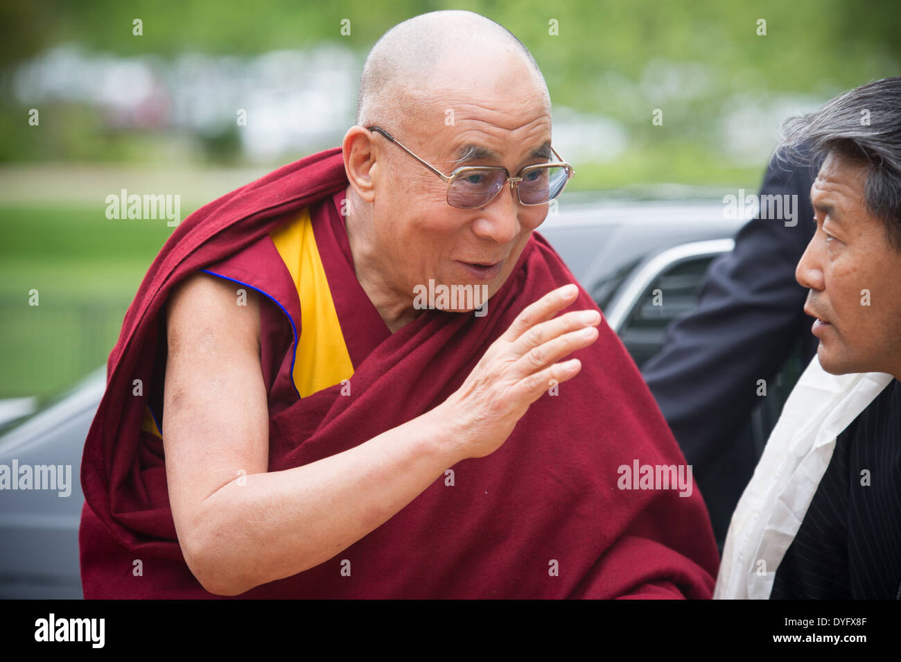 El Dalai Lama llega a la Universidad de Maryland Foto de stock