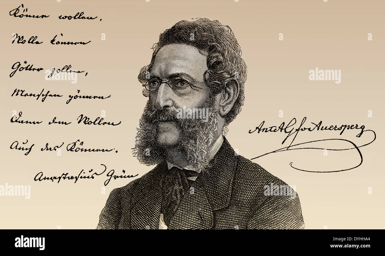 Anton Alexander Graf von Auersperg o San Anastasio Gruen, 1806 - 1876, un hombre político austriaco y alemán poeta político Foto de stock
