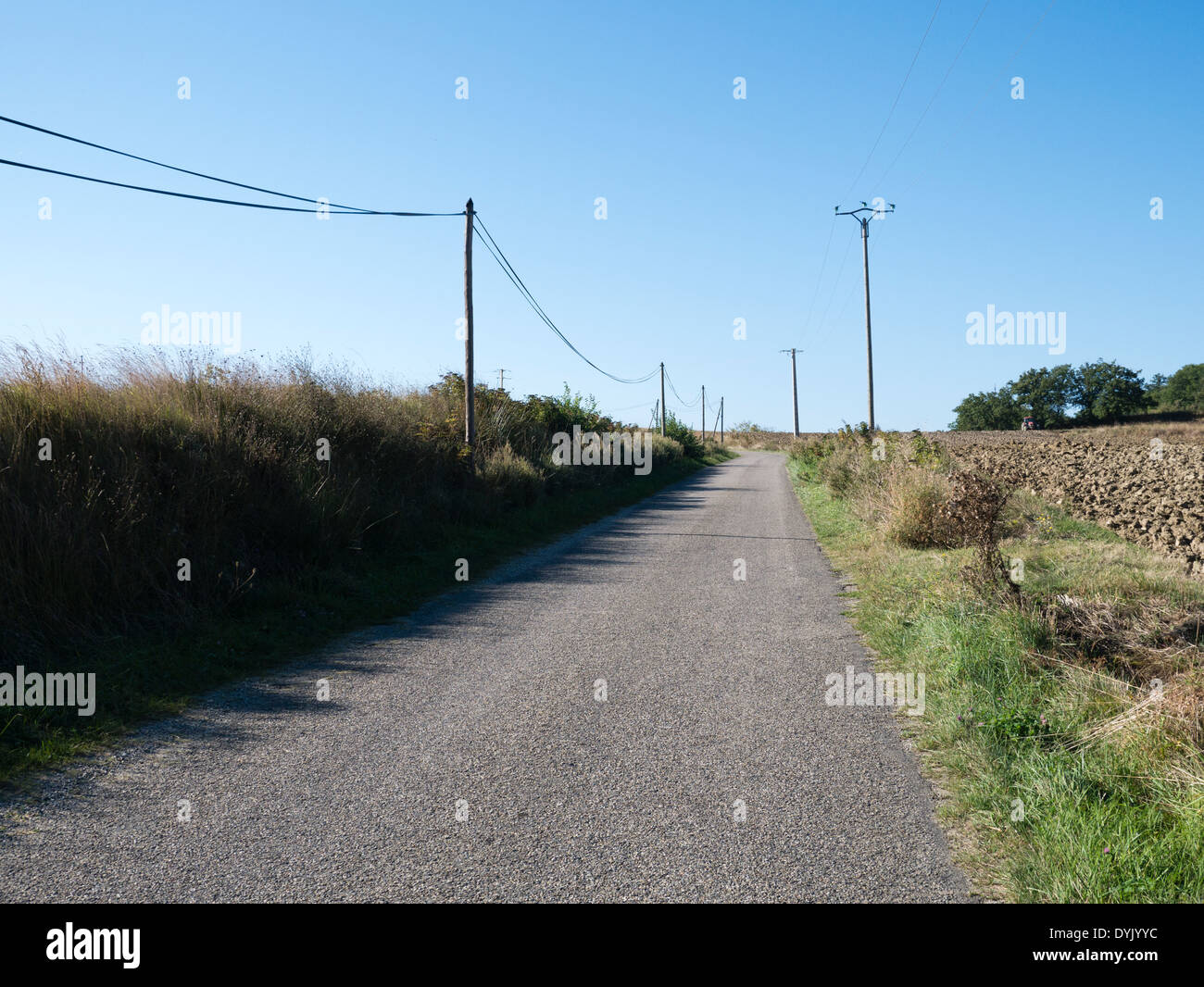 Un país rural road en Languedoc, Francia Foto de stock