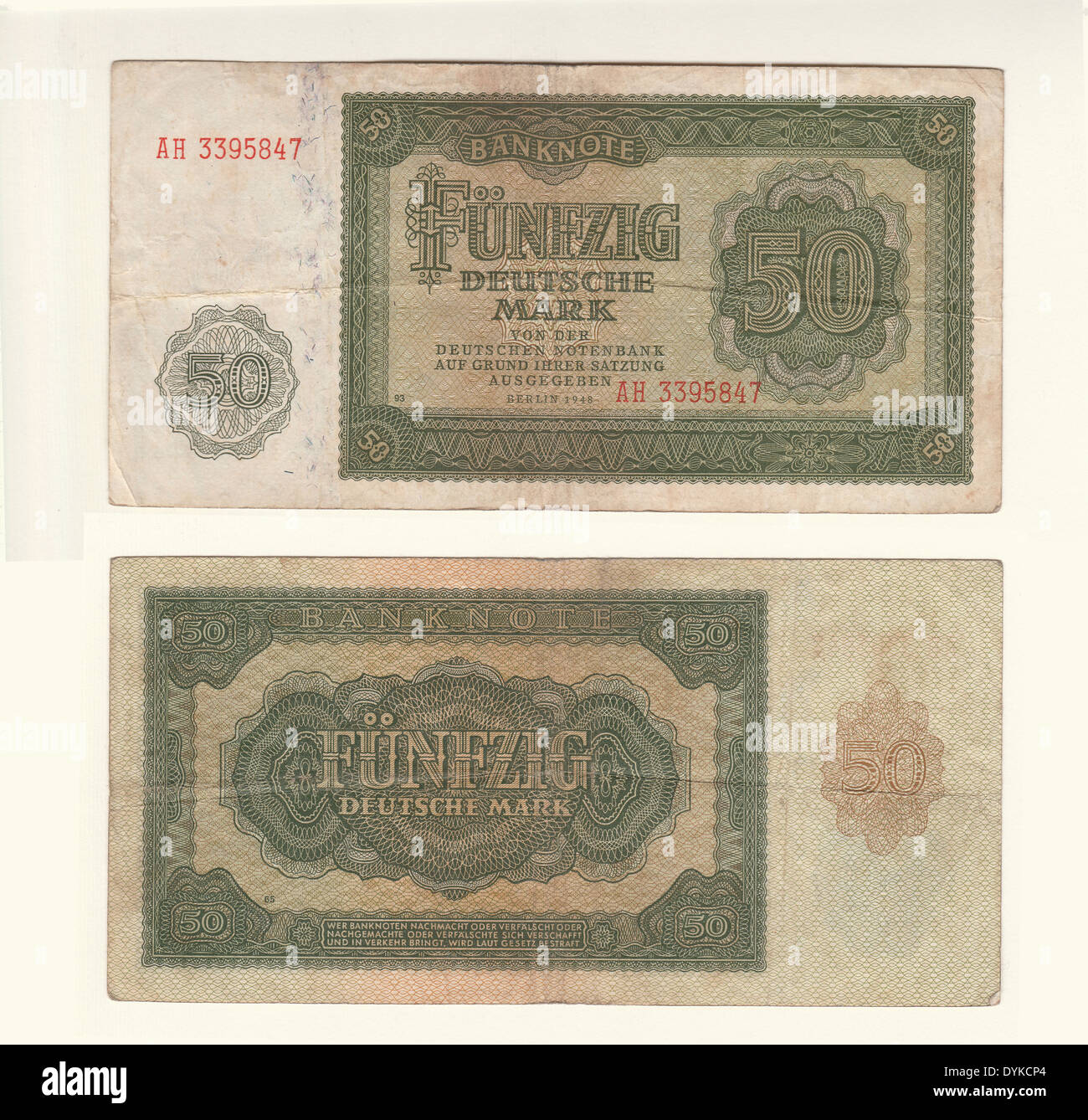 Alemán antiguo billetes, marca funfzig Foto de stock