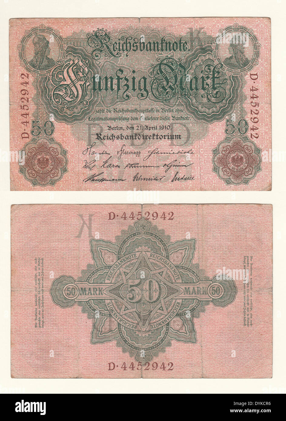 Billetes alemana antigua marca funfzig Foto de stock