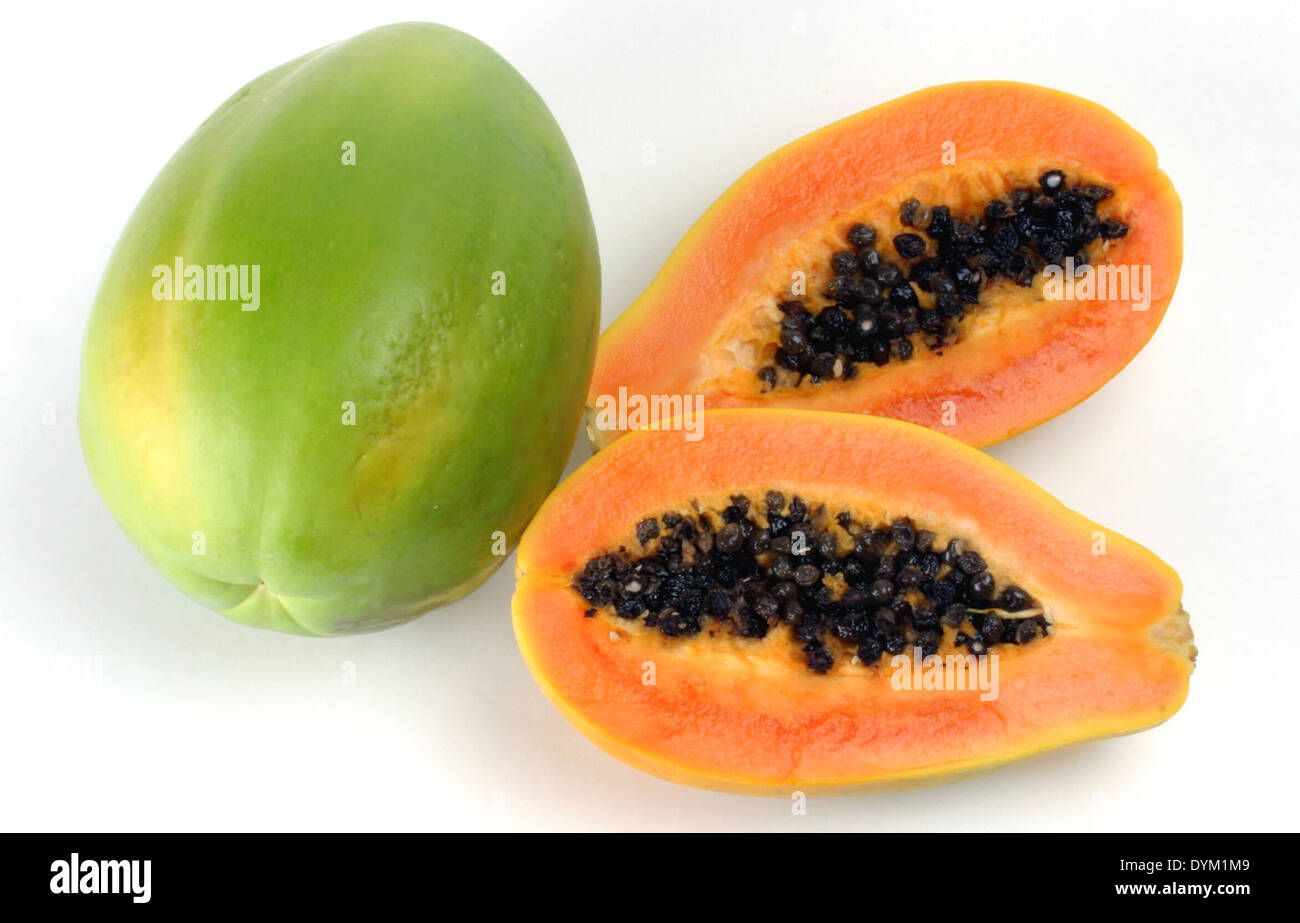 Papaya, melón de árbol (Carica papaya), Origen América Central, la