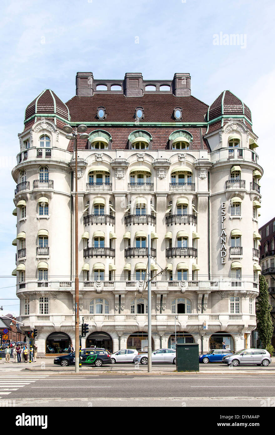 Hotel Esplanade y el Hotel Diplomat, Boulevard Strandvägen, Östermalm, Estocolmo, Estocolmo condado o Stockholms Lan, Suecia Foto de stock
