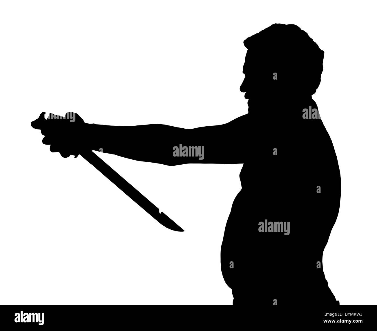 Hombre silueta Stubby Unión intentando Harakiri con una espada samurai  Fotografía de stock - Alamy
