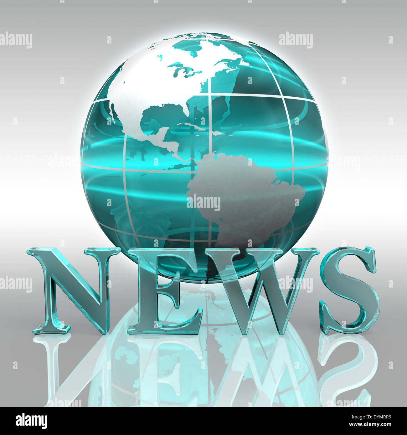 Noticias palabra azul y el logotipo de globo terráqueo de cristal con  trazado de recorte Fotografía de stock - Alamy