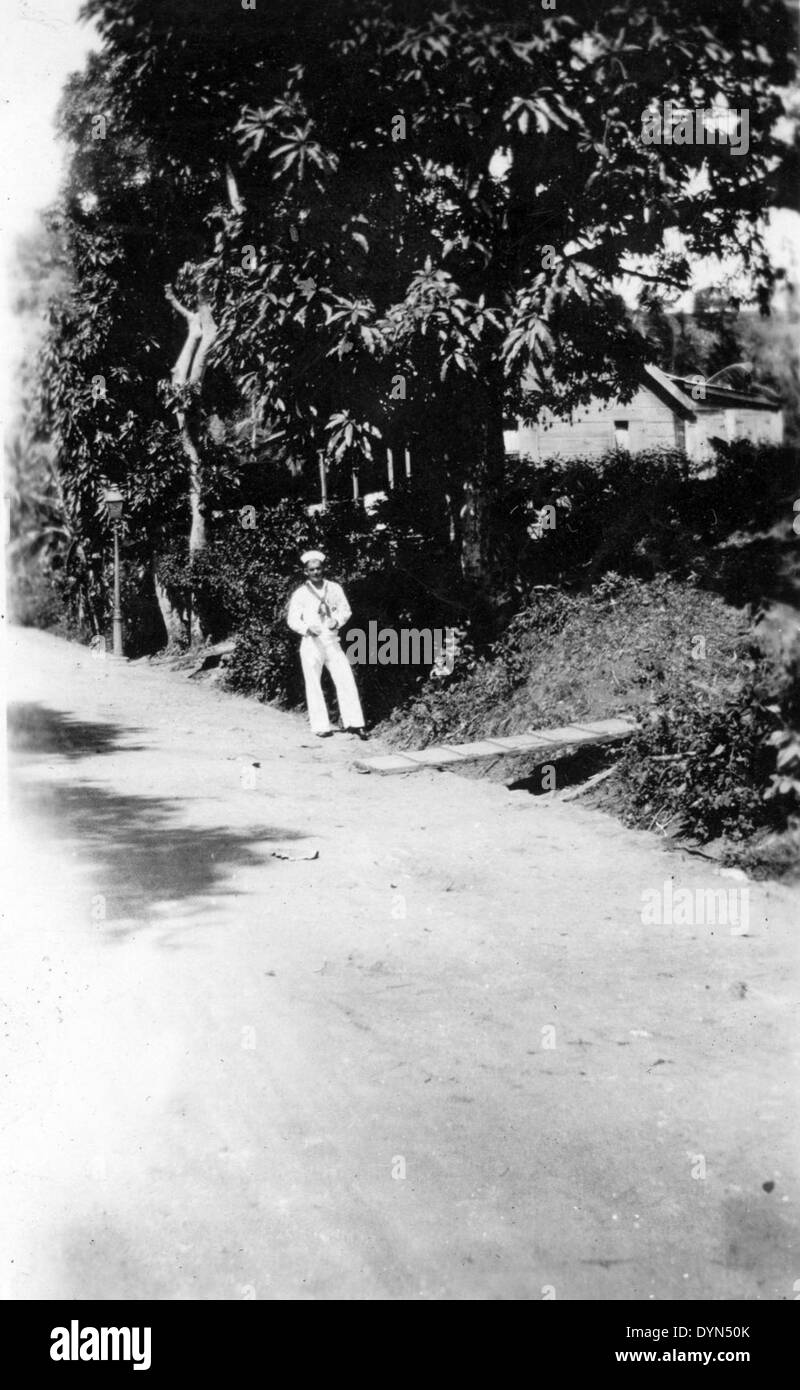 AL 005 015 C.W. Allen bajo un árbol de mango, St Lucia BWI Foto de stock