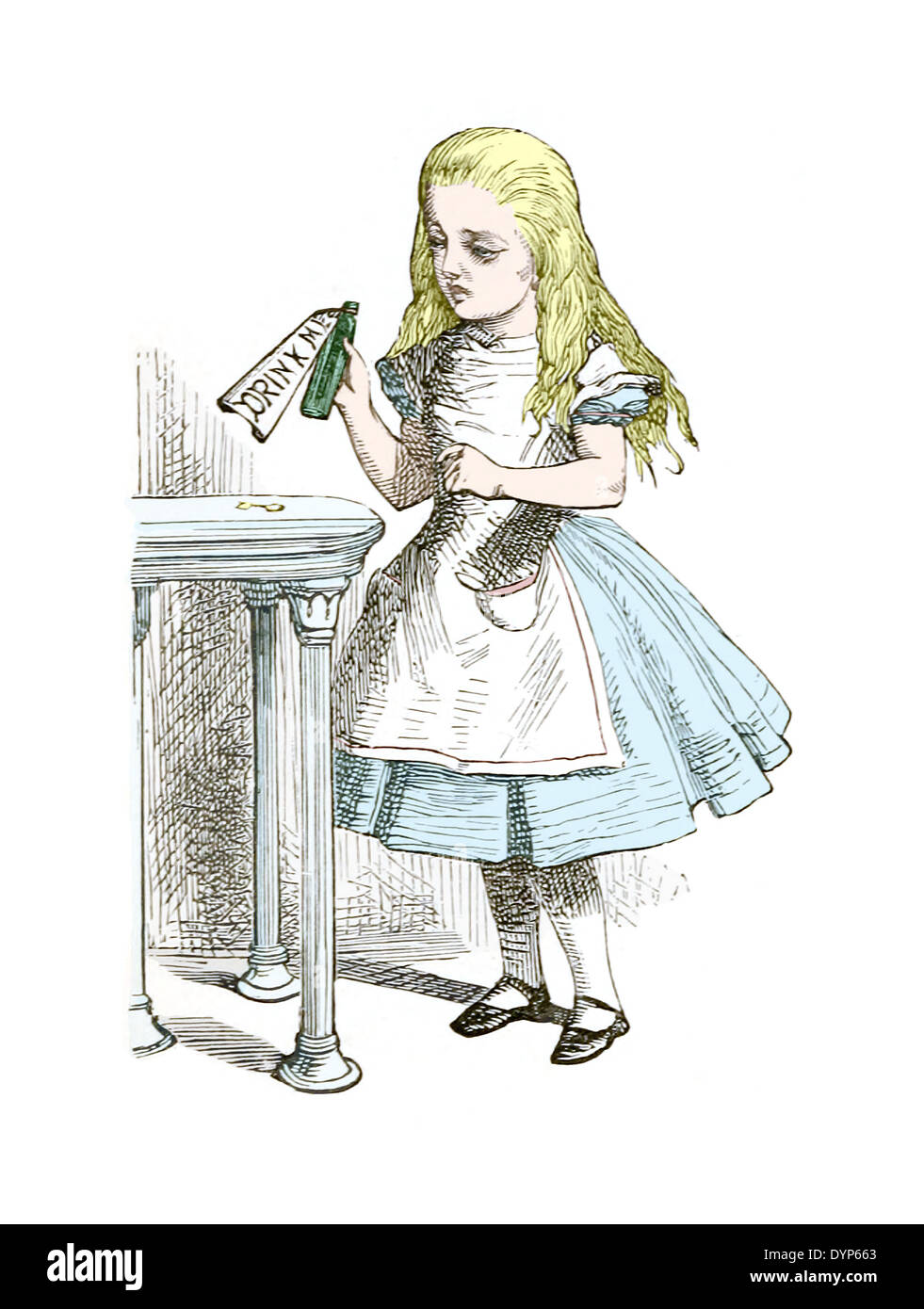 John Tenniel (1820-1914) ilustración de "Alicia en el país de las Maravillas"  de Lewis Carroll publicado por primera vez en 1865. ME bebe botella  Fotografía de stock - Alamy