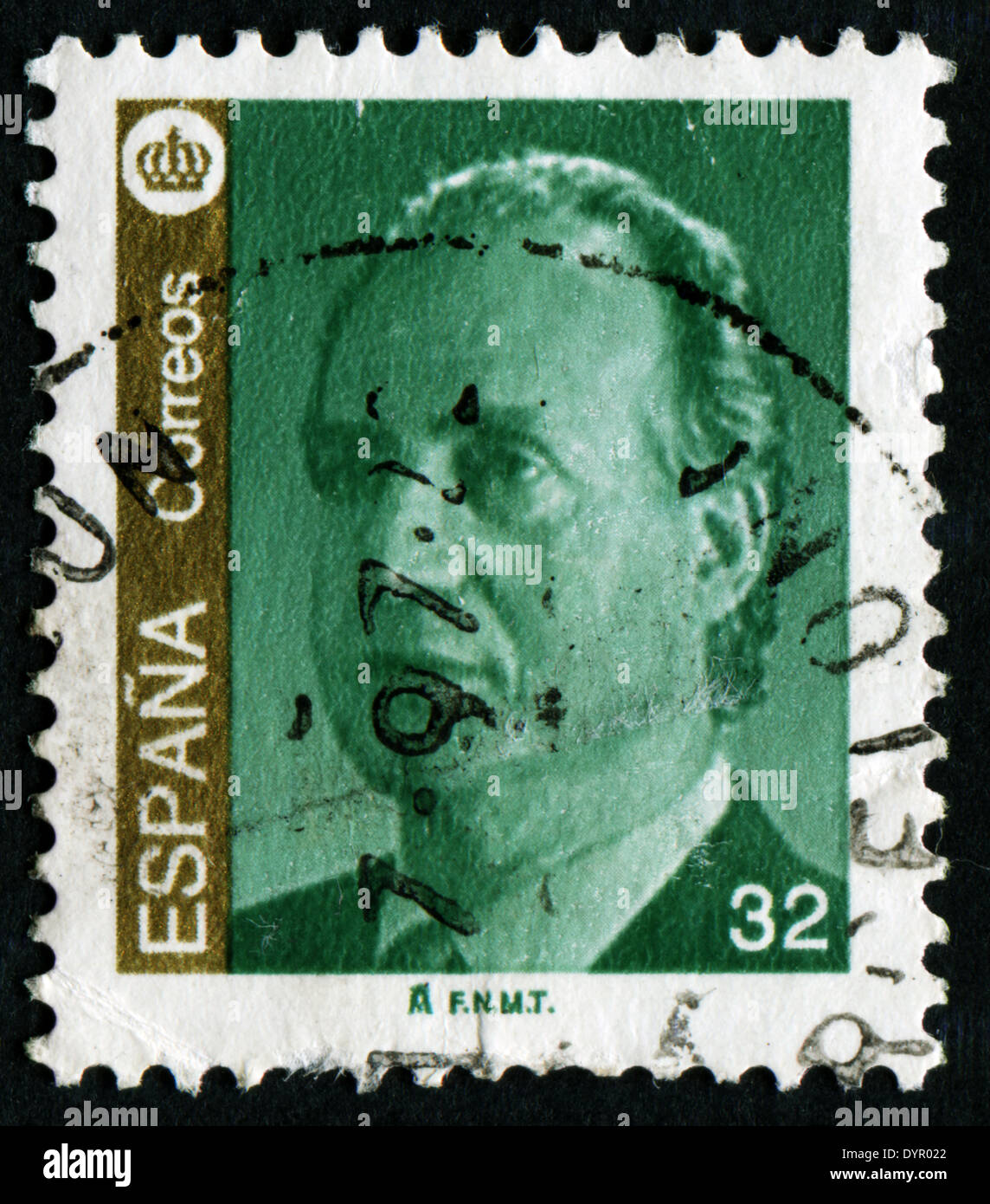 España - circa 1985: un sello impreso en España muestra un retrato del rey Juan Carlos I de España sin inscripción. Foto de stock