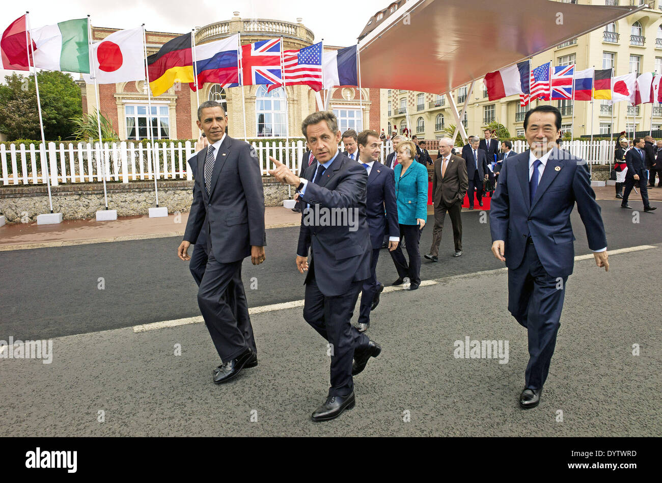 Obama, Sarkozy, Medvedev, Merkel y Naoto Kan Foto de stock