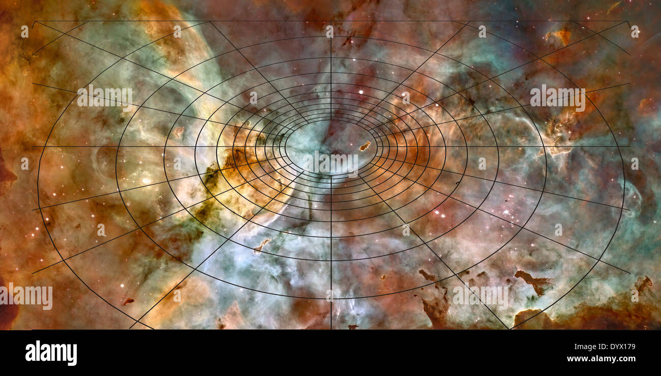 NASA imagen del Hubble de la Nebulosa de Carina con cuadrícula de perspectiva Foto de stock