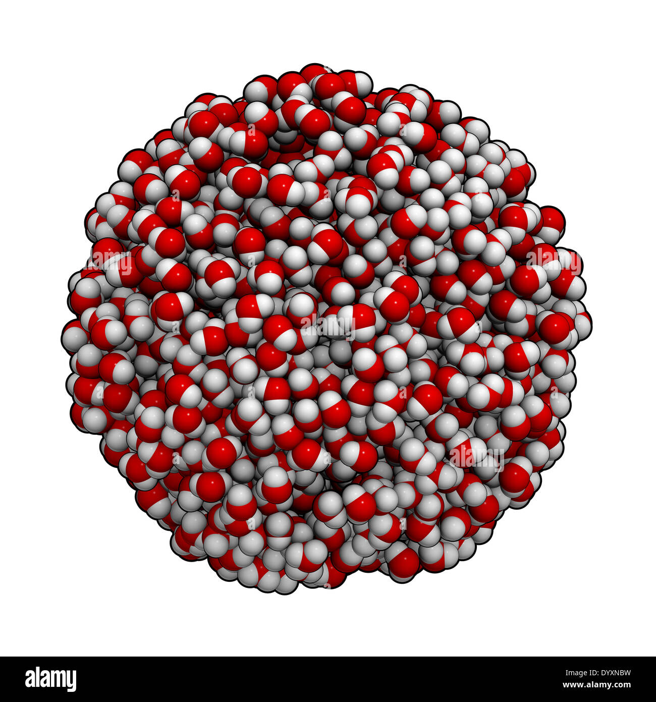 El agua. Modelo de la composición molecular del agua en estado líquido,  mostrar moléculas contenidas en una esfera Fotografía de stock - Alamy