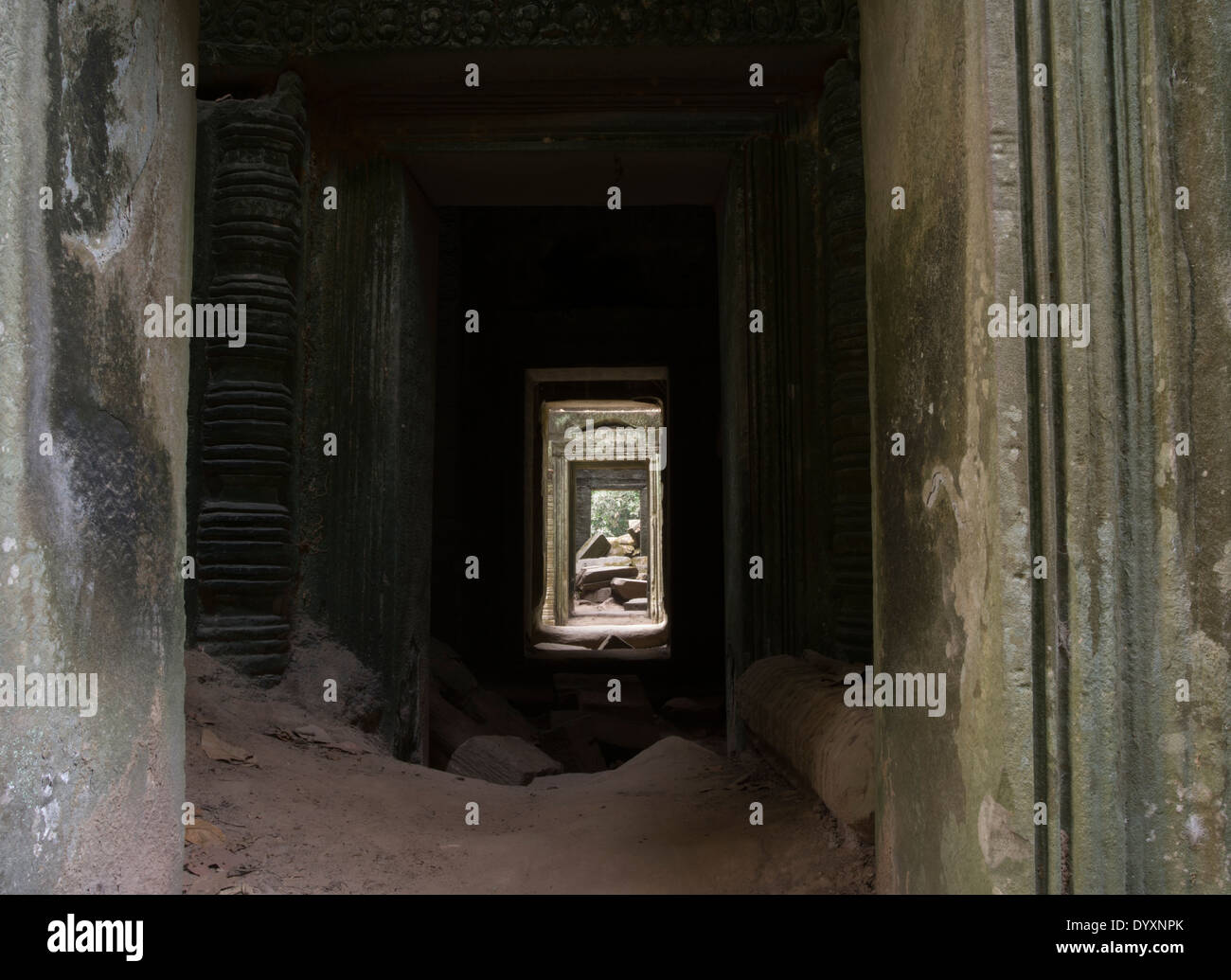Templo de Ta Prohm ruina en el bosque. En Siem Reap, Camboya Foto de stock