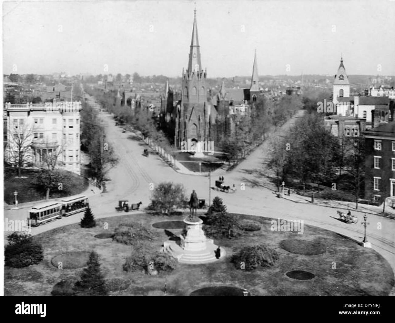 Una vista de Thomas Circle mirando al norte, ca. 1900 Foto de stock