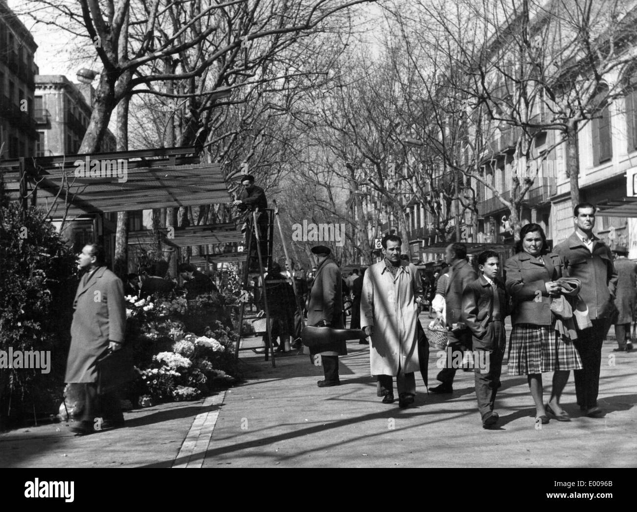 La Rambla de Barcelona, 1963. Foto de stock