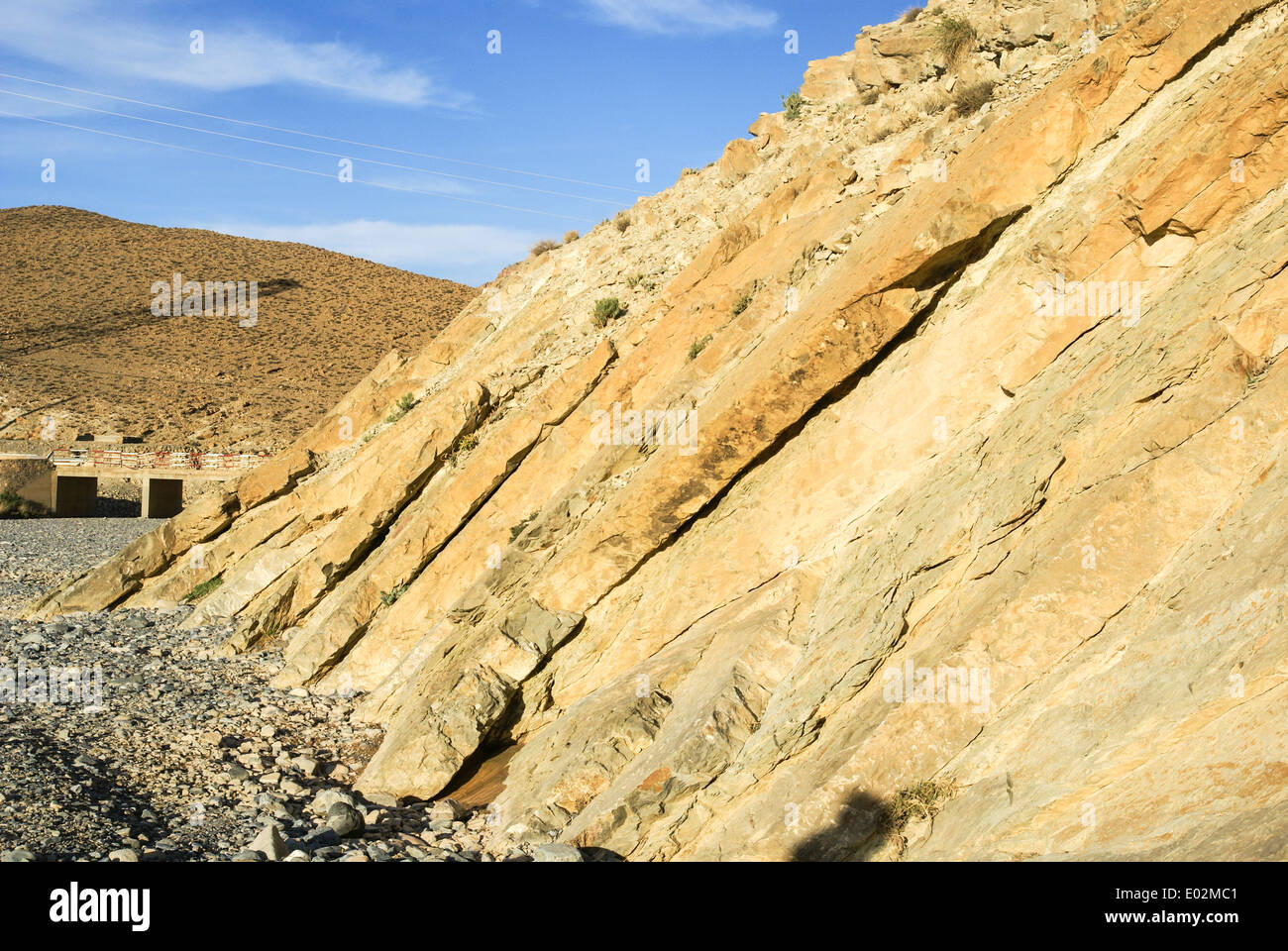 Geología - fallo strike-slip. Fotografiado en Marruecos Foto de stock