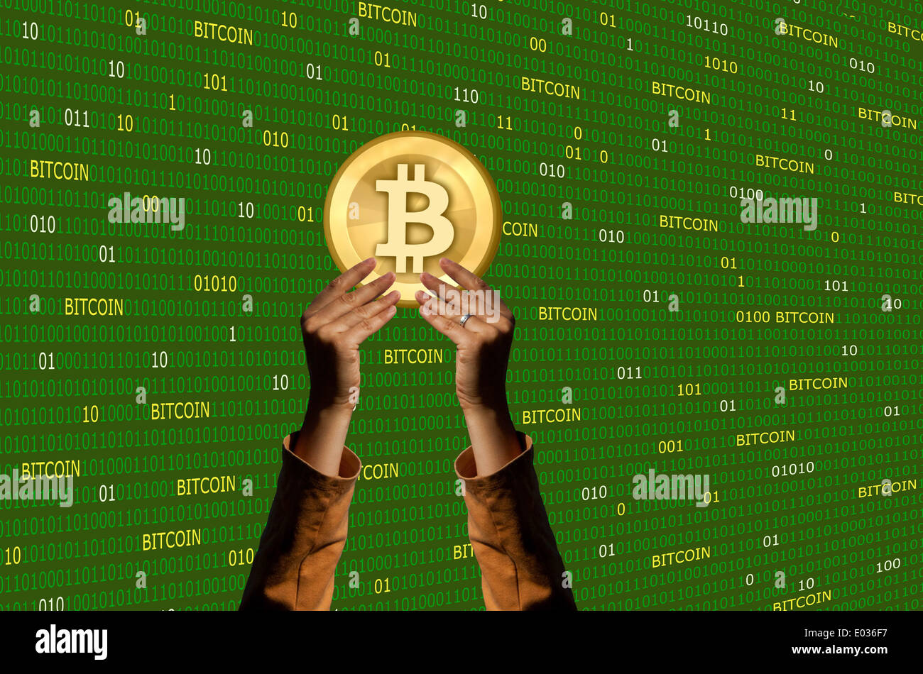 Bitcoin, una moneda virtual Foto de stock