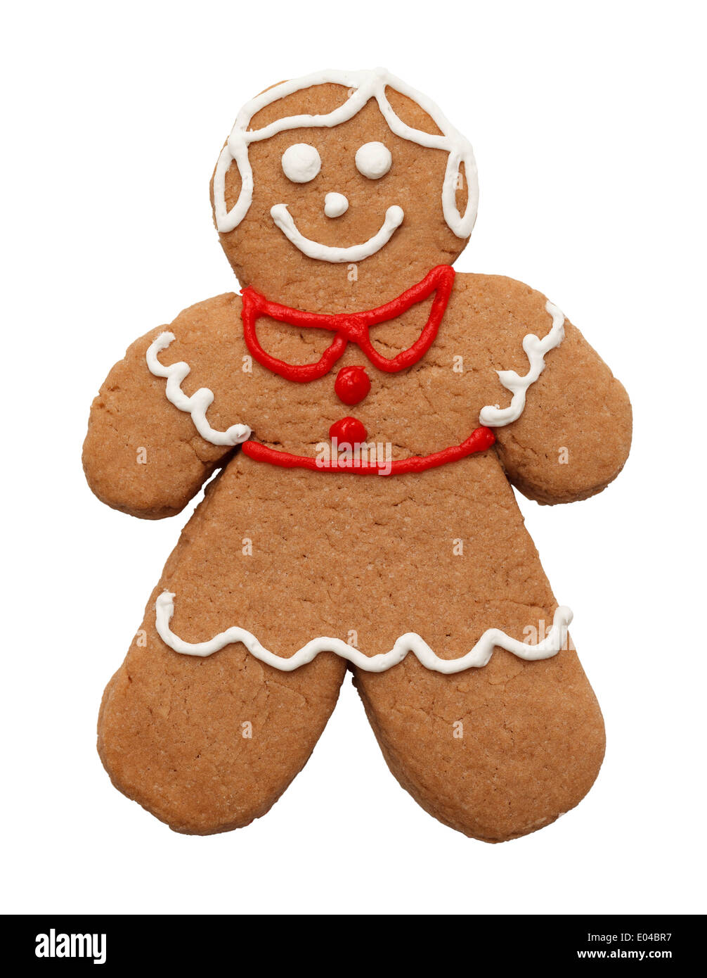 Gingerbread Cookie con el Invierno Navidad Descoration aislado sobre fondo blanco. Foto de stock