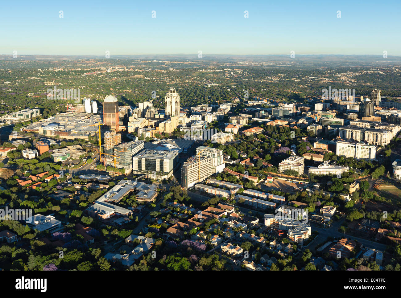 Vista aérea de Sandton, Johannesburgo, Sudáfrica. Foto de stock