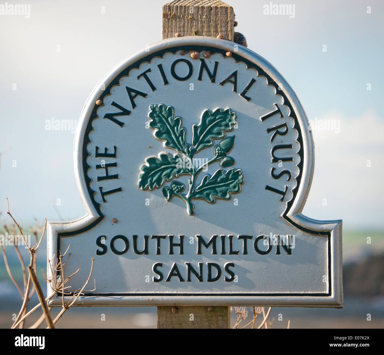 South Milton Sands National Trust firmar en el sur de Devon Foto de stock