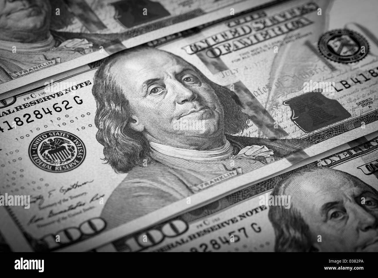 Nosotros Cien Dollar Bill Macro Foto de stock
