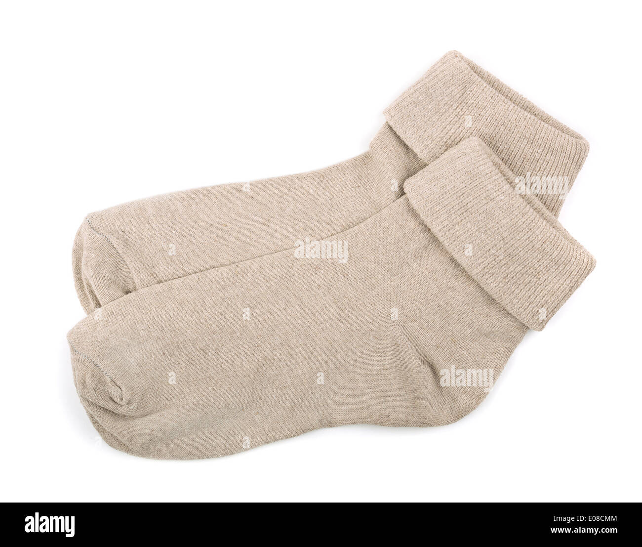 Par de calcetines de algodón gris aislado en blanco Foto de stock