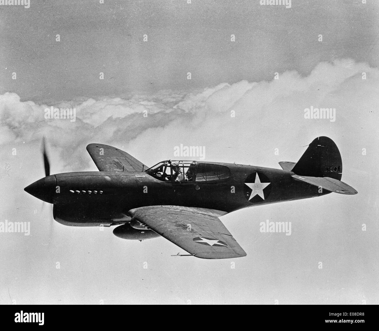 Curtiss P-40 Warhawk, monomotor de Americana, de un solo asiento, todas de metal de combate y aviones de ataque a tierra Foto de stock