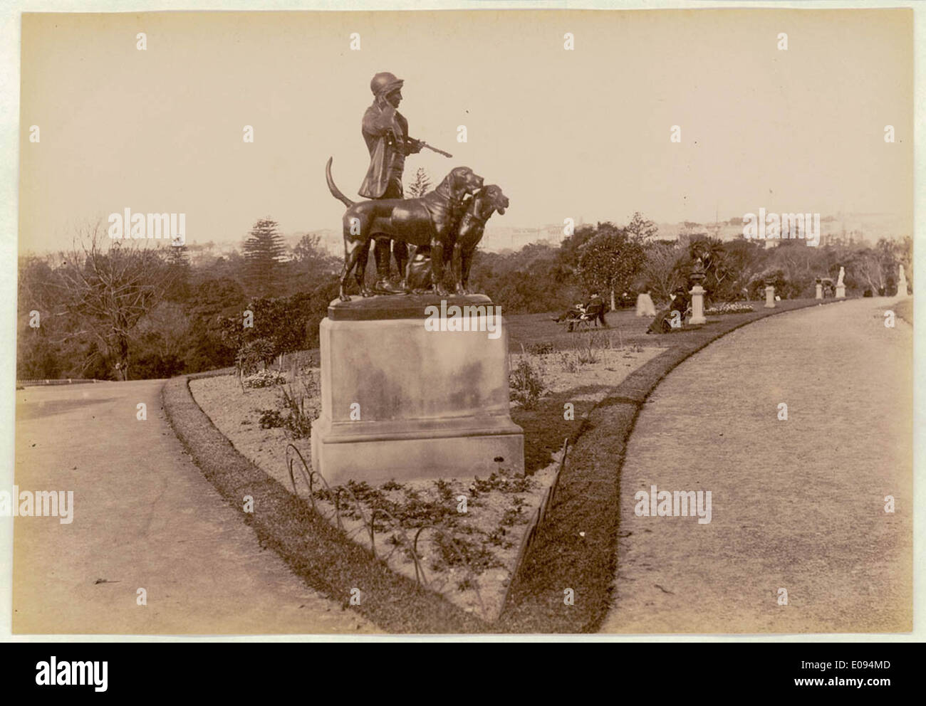 Jardines Botánicos, Sydney, [mostrando Hunstman y perros escultura] c. 1900-1910 Foto de stock