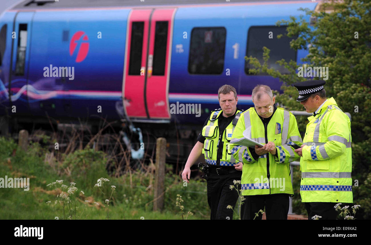 Un hombre de 77 años es asesinado como conductor mató al conductor MATÓ A NIVEL CROSSIN SCAMPSTON MALTON, North Yorkshire Inglaterra 07 Ma Foto de stock
