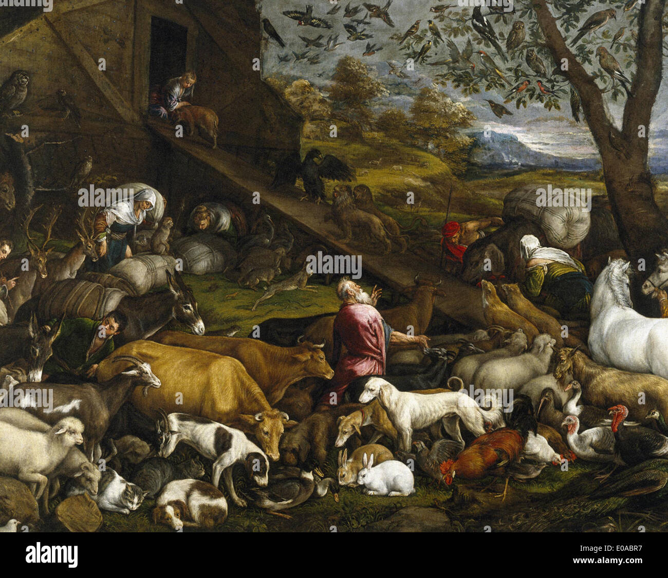 Jacopo Bassano los animales que se introduzcan en el Arca de Noé Foto de stock