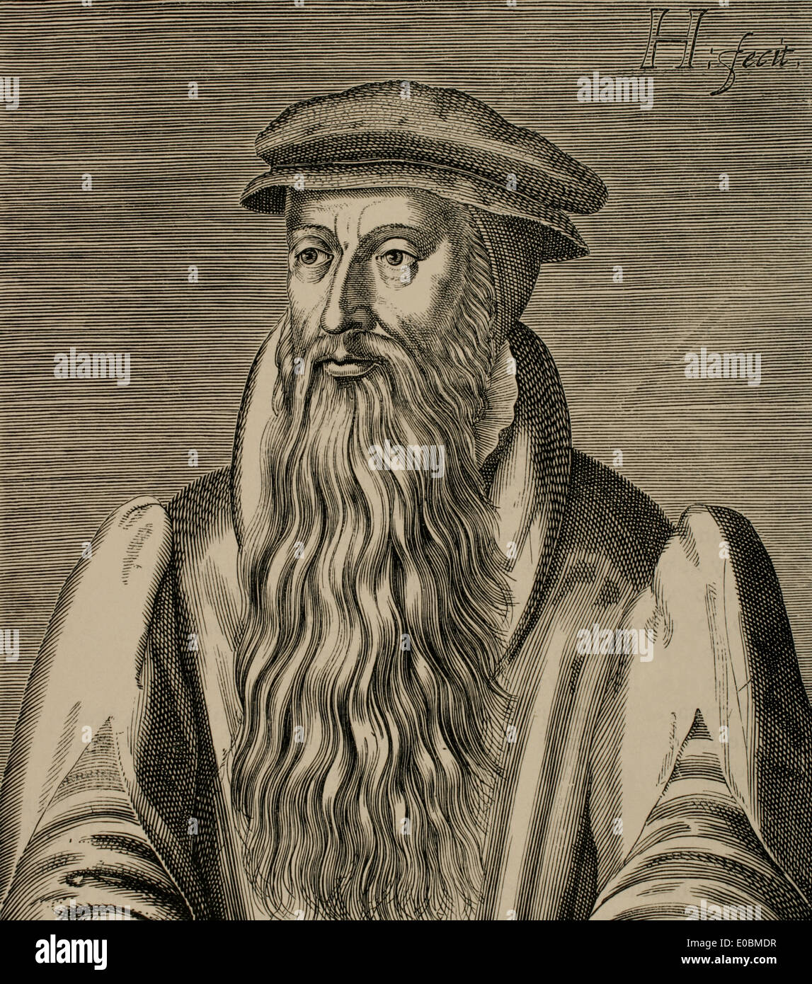 John Knox (1514-1572). Sacerdote escocés, líder de la Reforma Protestante en Escocia. Grabado. Foto de stock